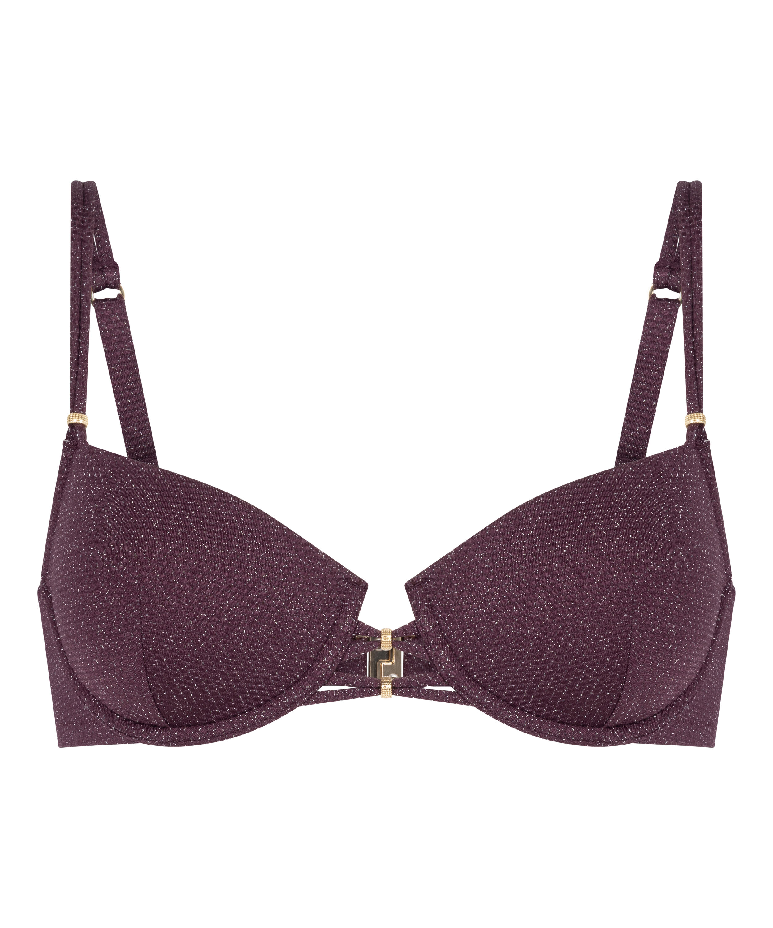 Biustonosz Bikini Panama z Fiszbinami i Wkładkami, Fioletowy