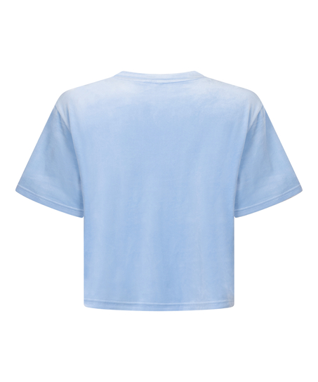 Top welurowy z kieszonką, Niebieski