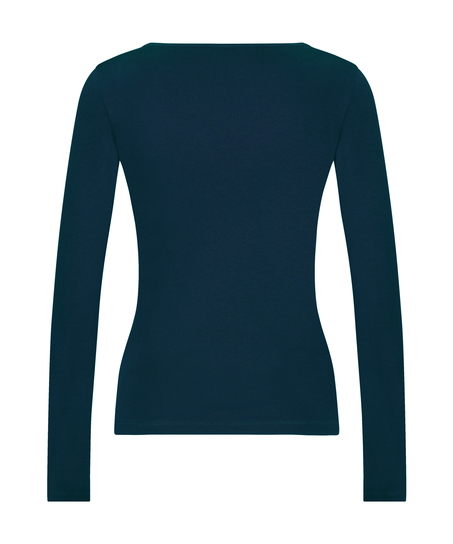 Top V-neck long sleeves, Niebieski