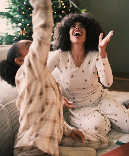 Spodnie piżamowe Pointelle, Biały