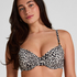 Biustonosz Bikini z Fiszbinami i Wkładkami Leopard, Czarny