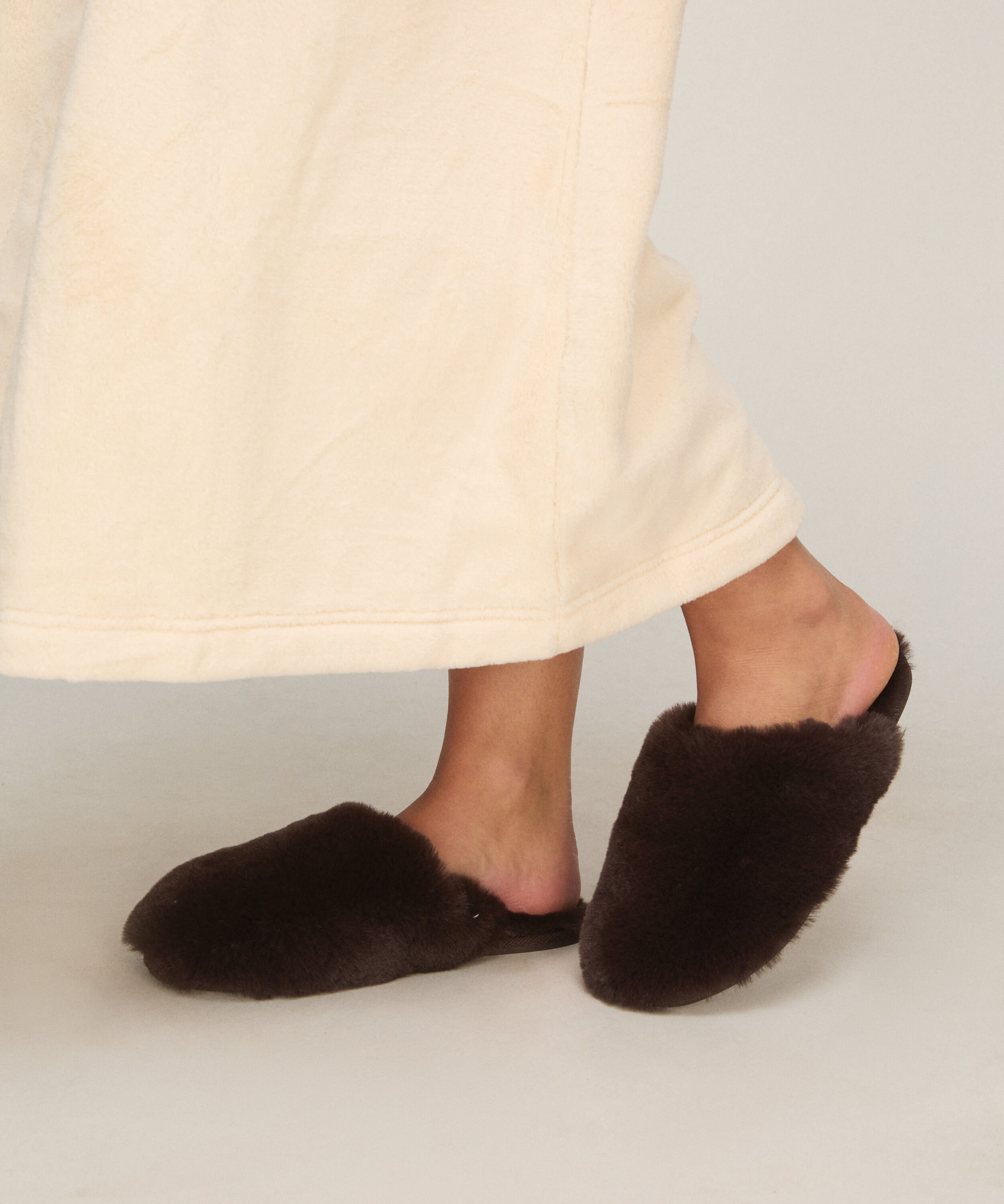 Kapcie Faux Fur, Brązowy