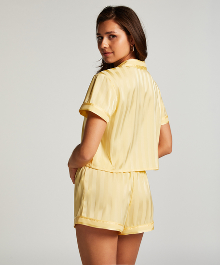 Satynowe szorty piżamowe, Żółty
