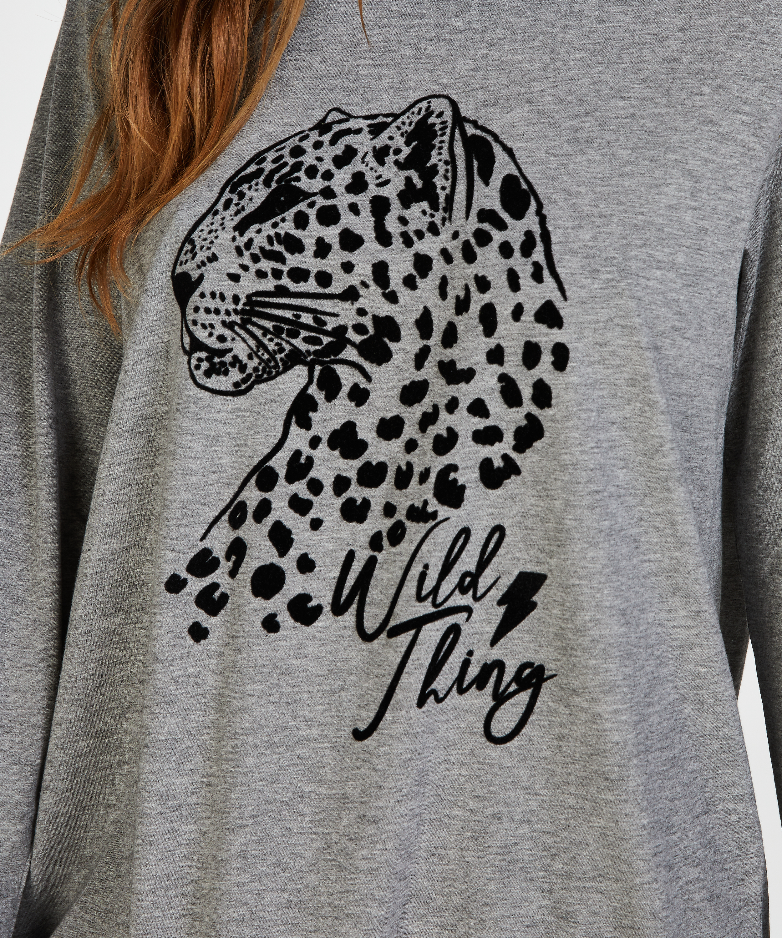 Koszula nocna z okrągłym dekoltem, Szary, main