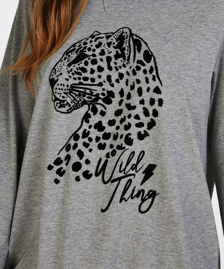 Koszula nocna z okrągłym dekoltem, Szary