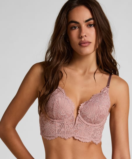 Biustonosz usztywniany z fiszbinami Longline Essie, Fioletowy