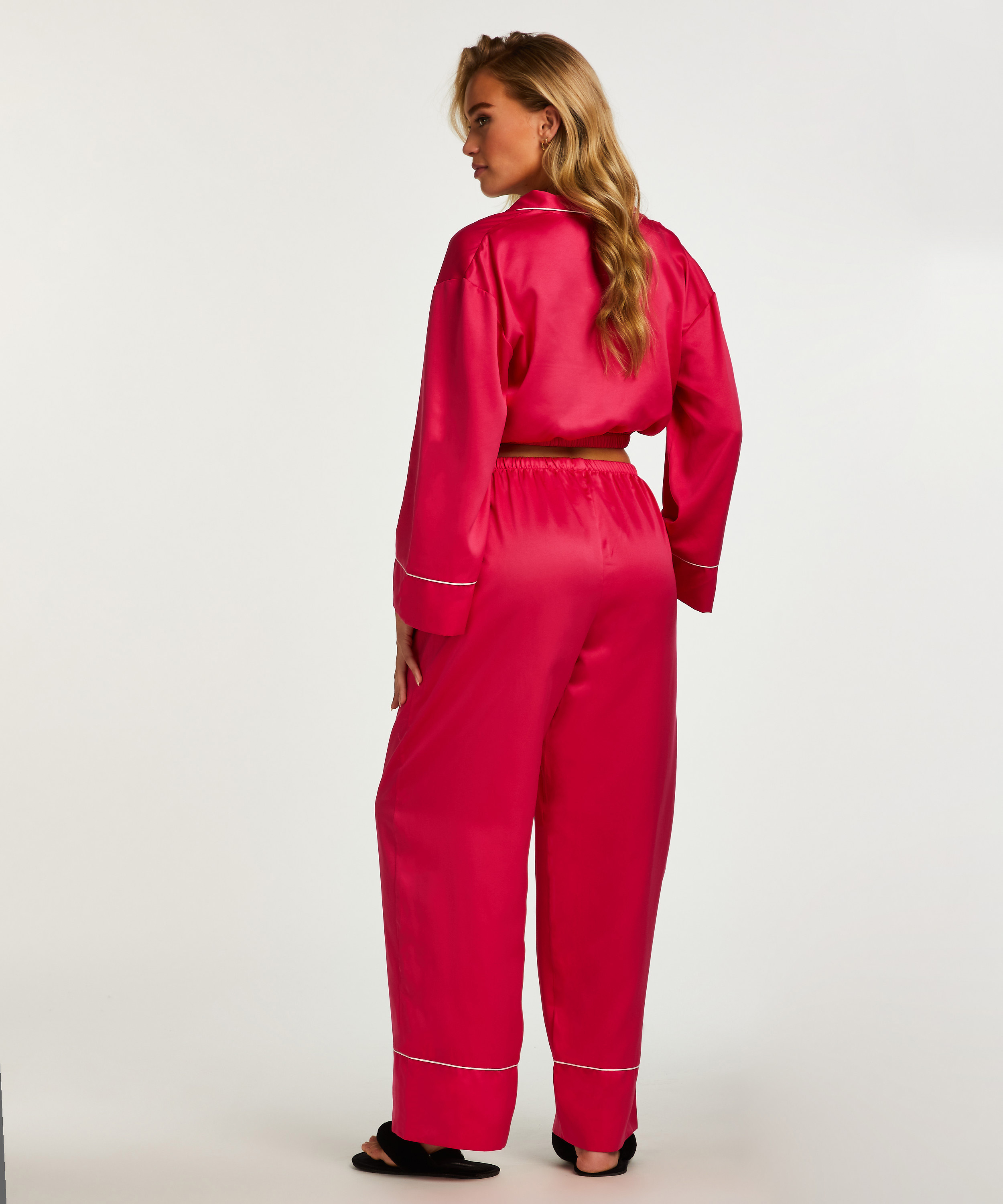 Spodnie satynowe Palazzo, Różowy, main