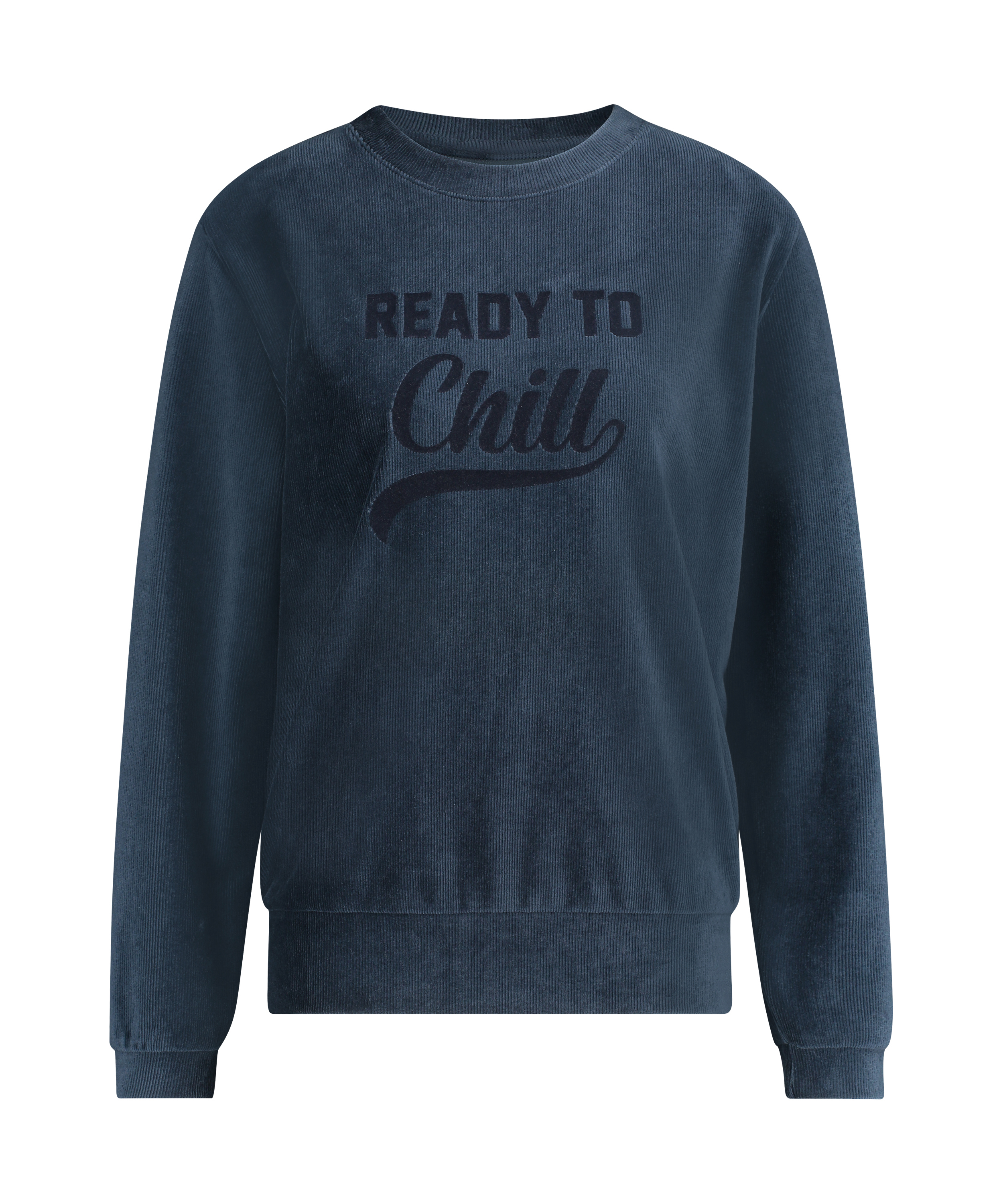 Long-sleeved velvet top, Niebieski, main