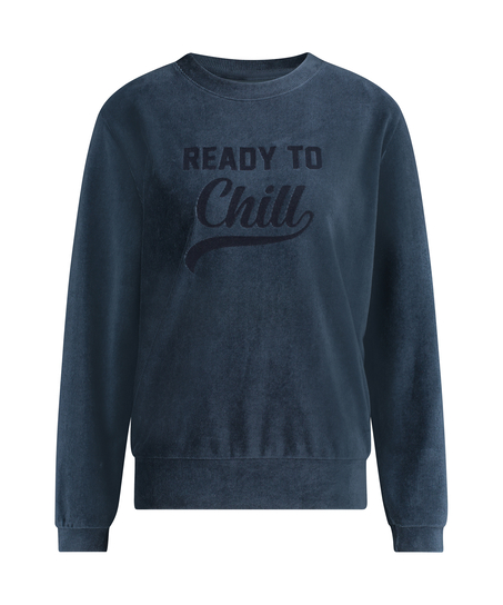 Long-sleeved velvet top, Niebieski