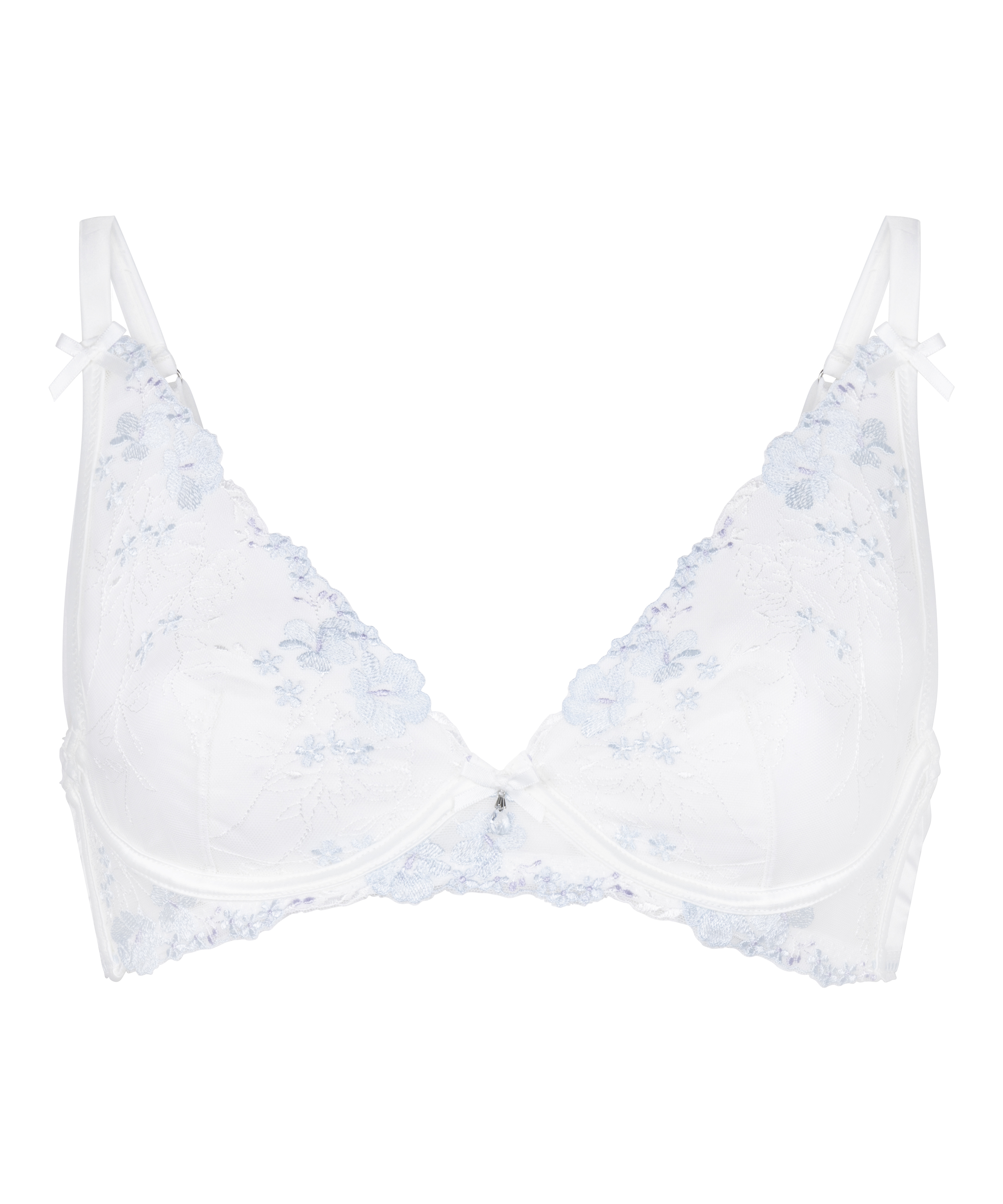Biustonosz Longline z Fiszbinami Bez Wyści&oacute;łki Peonie, Biały, main