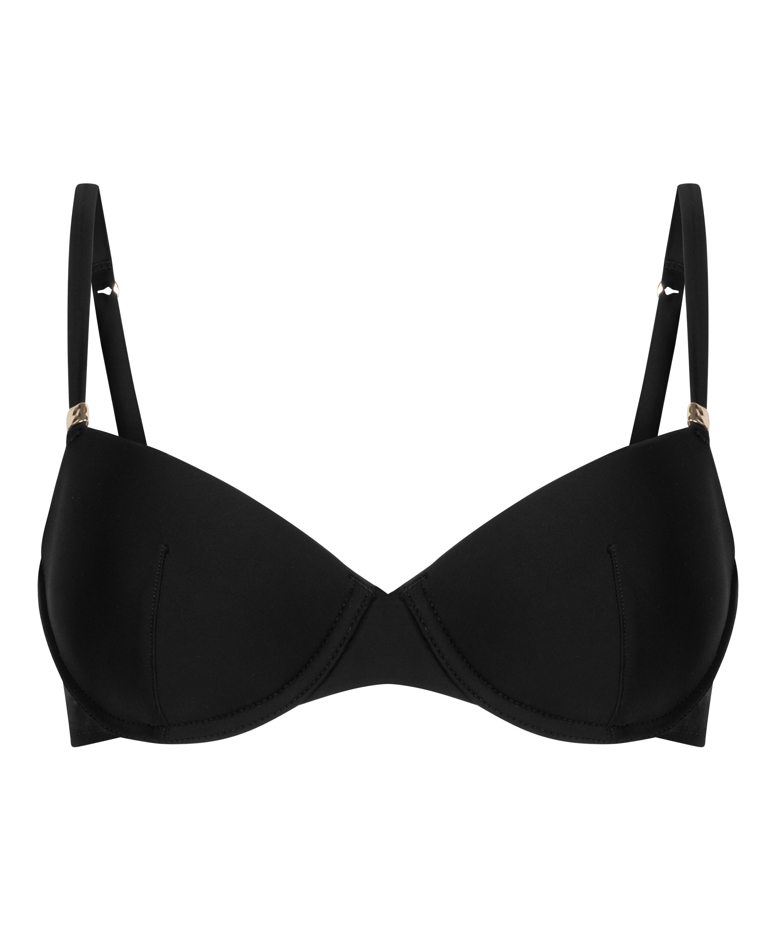 Luksusowy Biustonosz Bikini z Fiszbinami i Wkładkami, Czarny, main