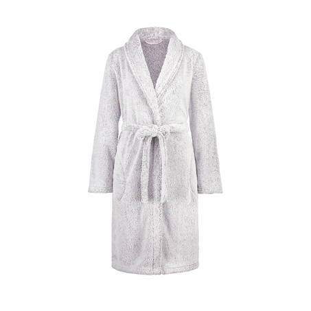 Fleece Bathrobe Short, Szary