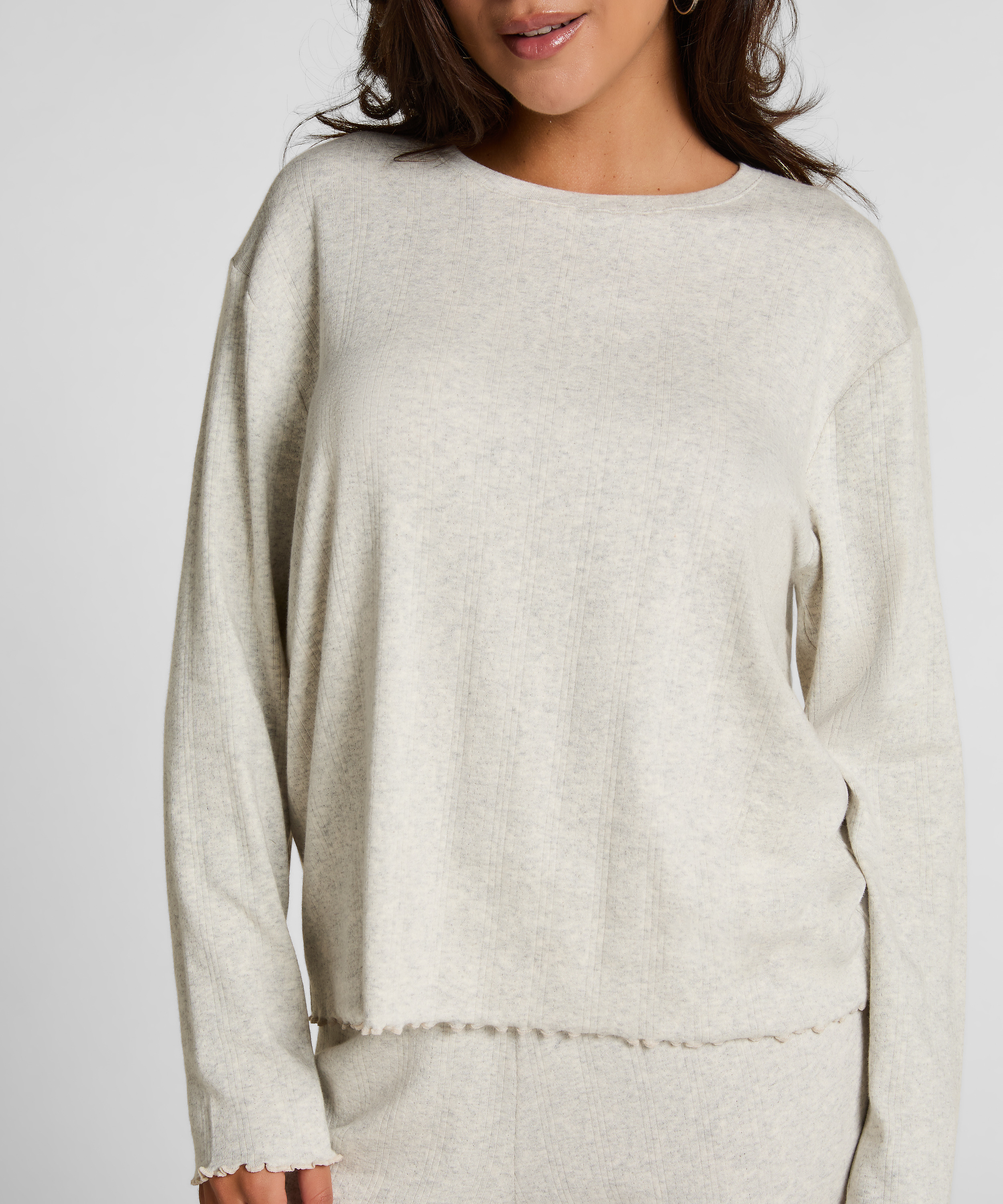 Piżama Top Loose Pointelle, Szary, main