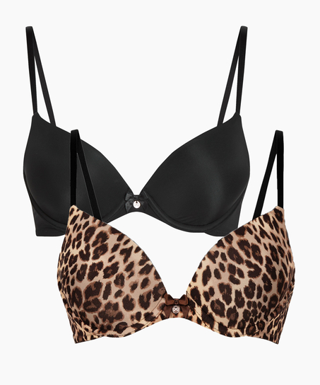 2 sztuki biustonoszy usztywnianych z fiszbinami, Czarny