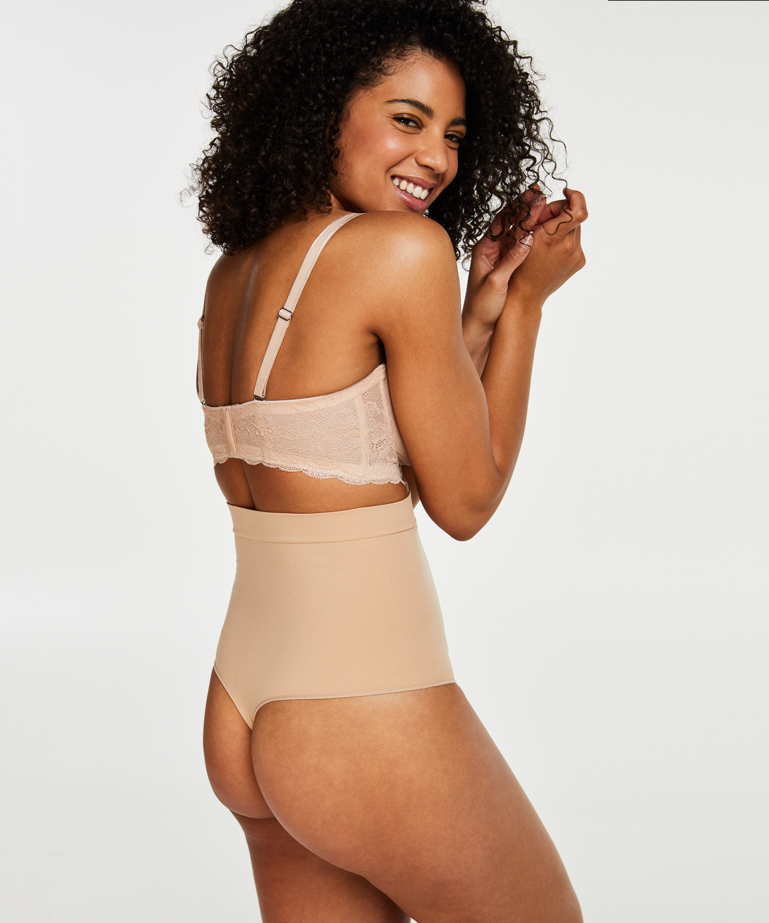 Firming high waisted thong - Level 2, Beżowy, main