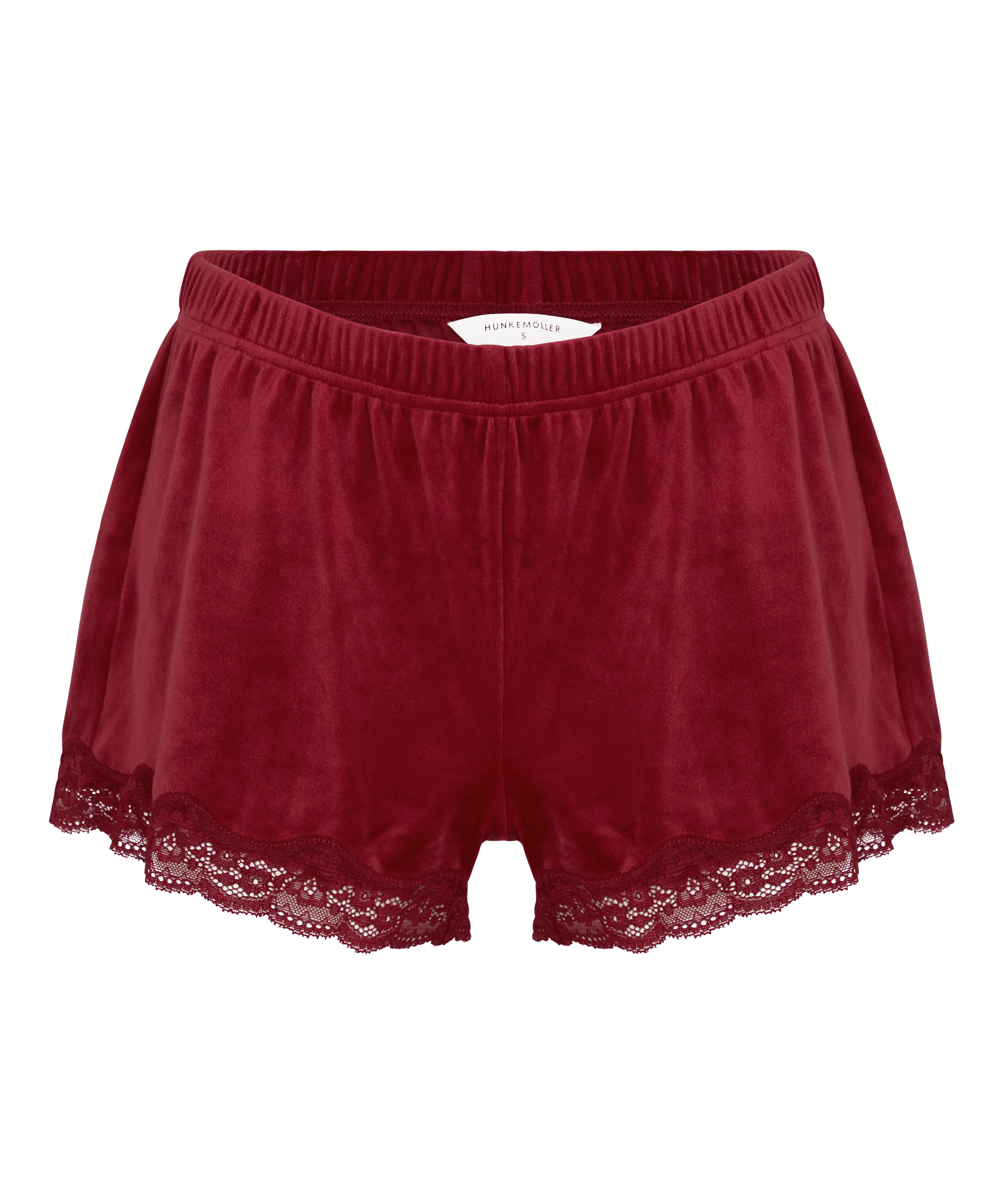Szorty piżamowe Velours Scallop Lace, Czerwony, main