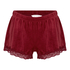 Szorty piżamowe Velours Scallop Lace, Czerwony