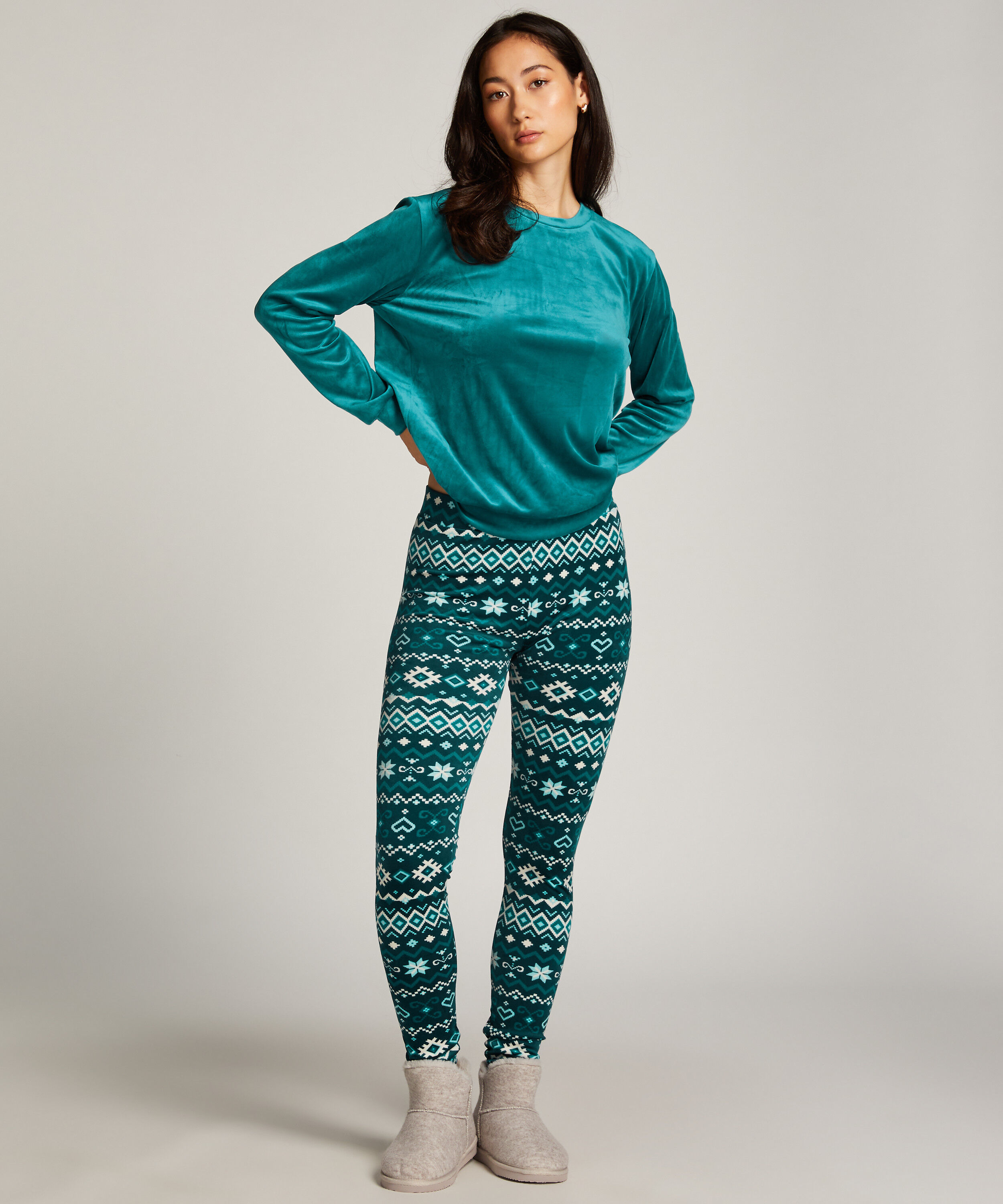 Welurowe legginsy, Niebieski