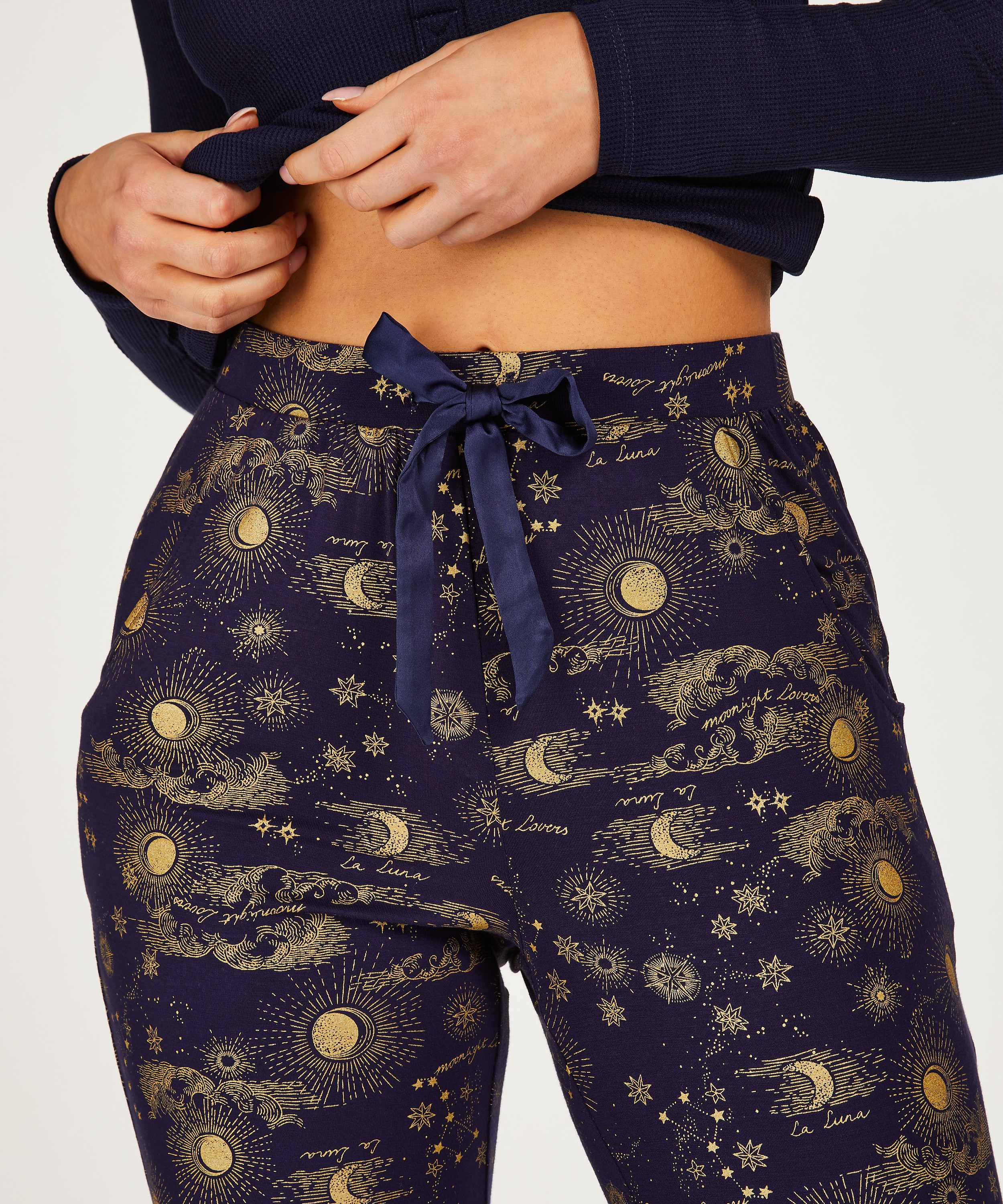 Tall Spodnie od piżamy Jersey, Niebieski, main