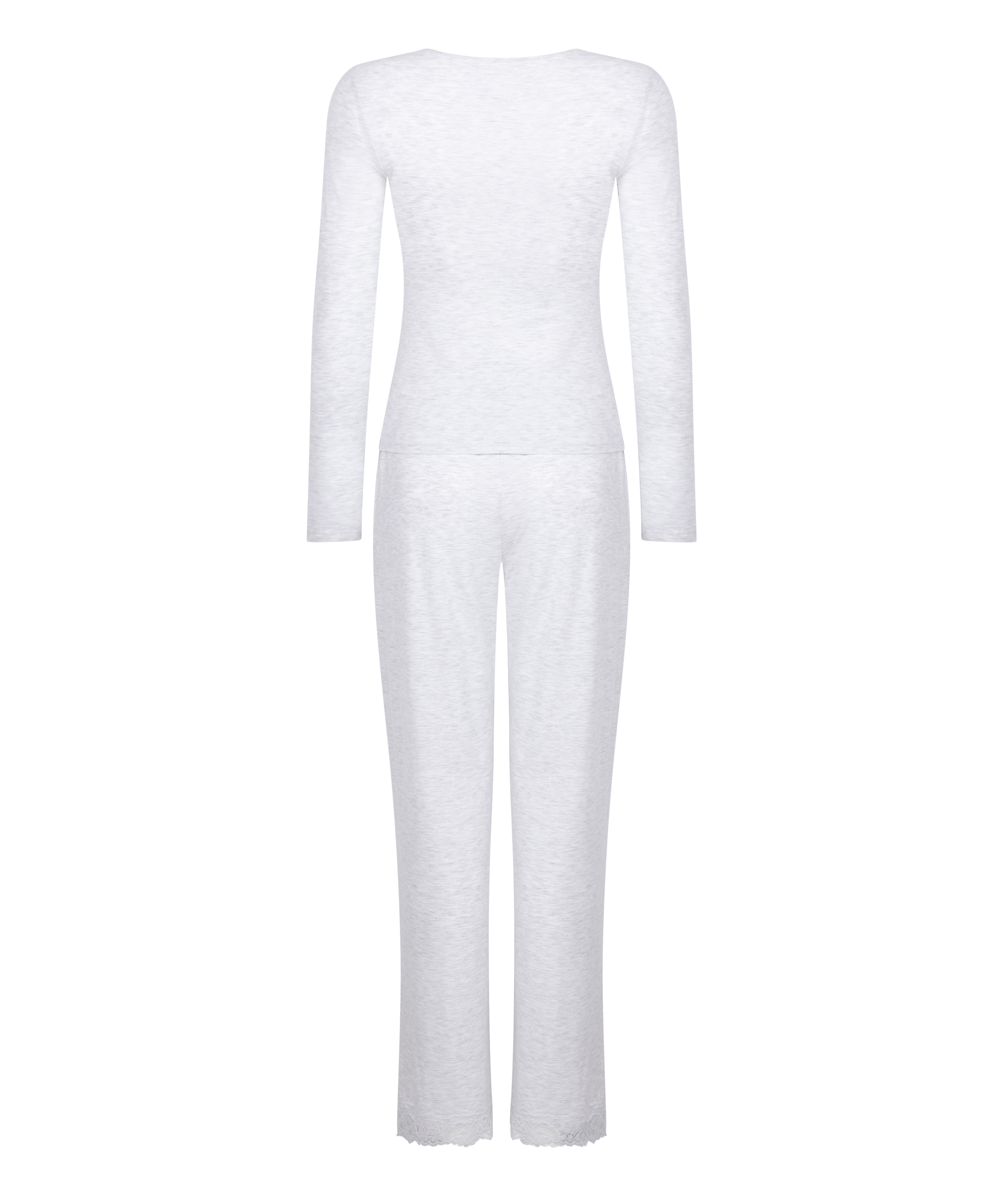 Koronkowa piżama z długim rękawem, Szary, main