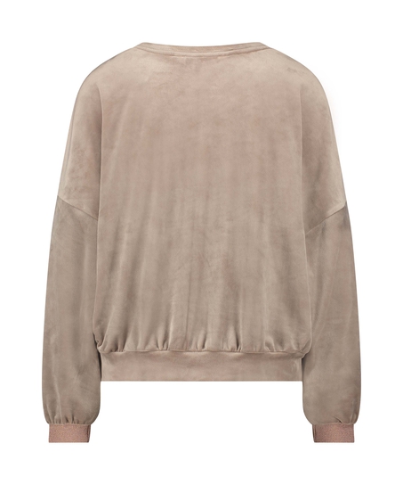 Top z weluru i lureksu, Brązowy