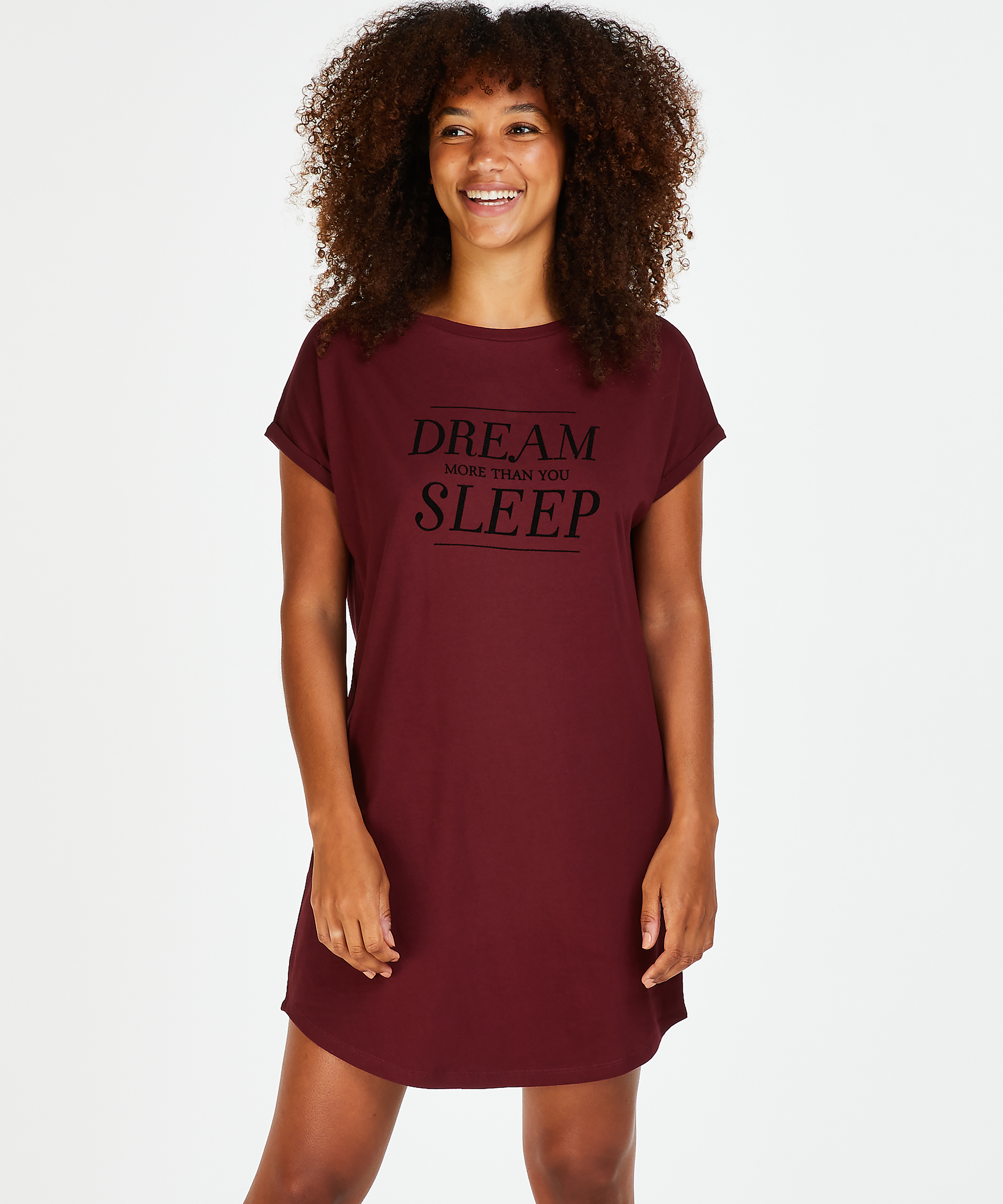 Koszula nocna z okrągłym dekoltem, Czerwony, main