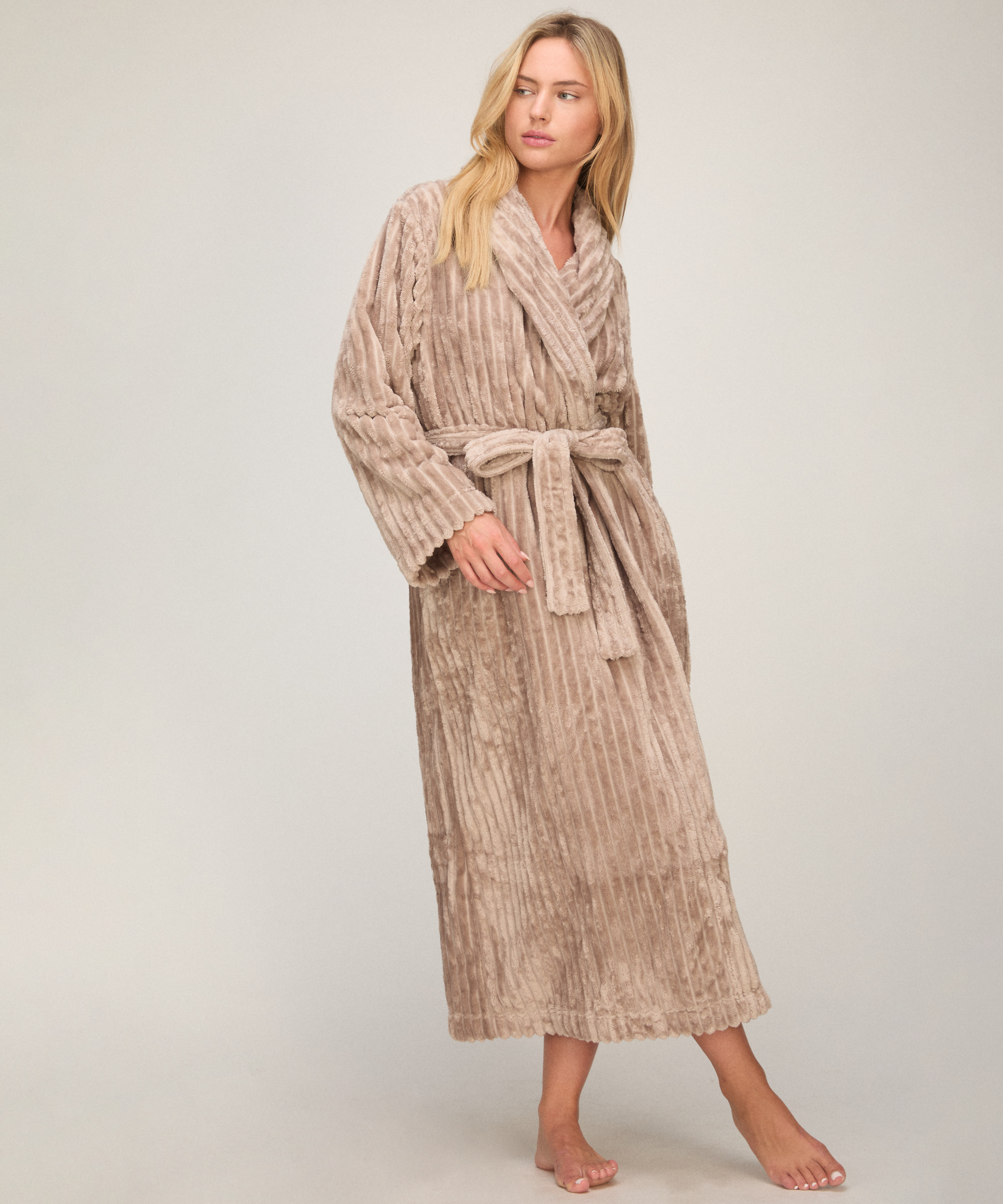 Szlafrok Jacqueared Fleece, Beżowy, main