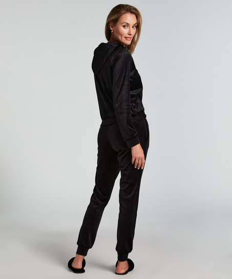 Petite Joggery welurowe, Czarny