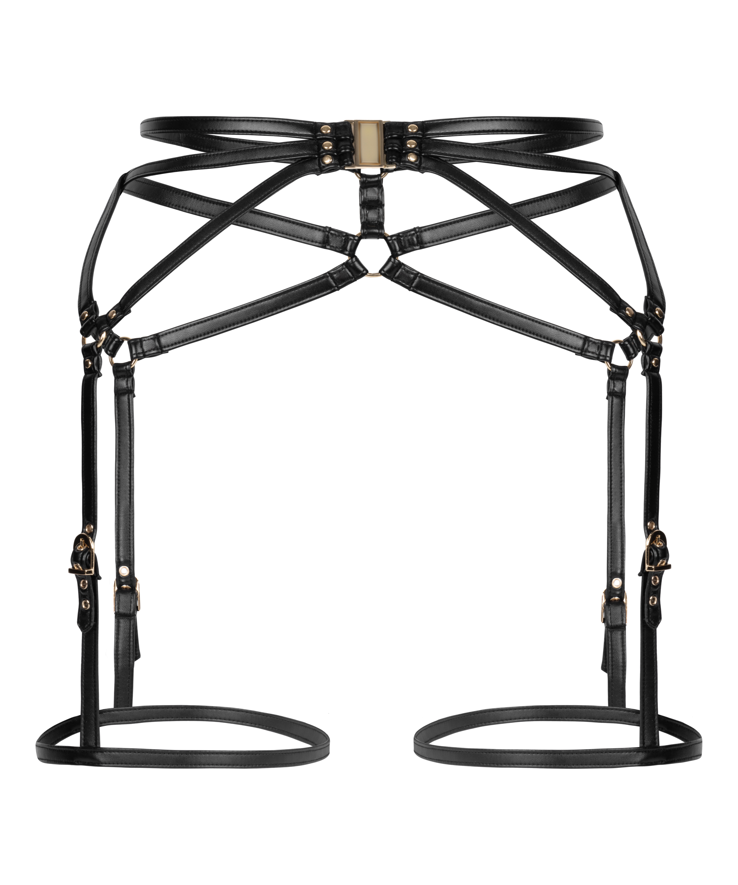 Private Pas do pończoch ze sztucznej sk&oacute;ry, Czarny, main