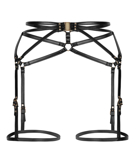 Private Pas do pończoch ze sztucznej sk&oacute;ry, Czarny