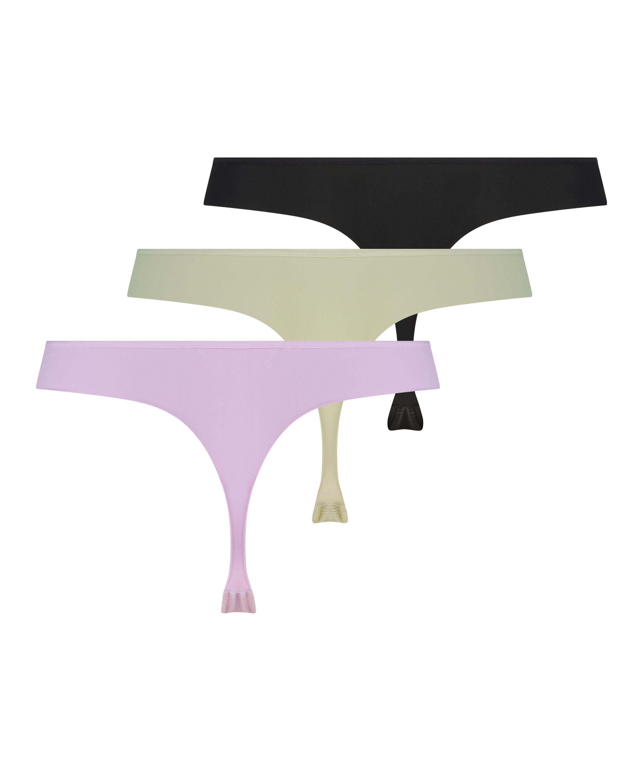 Niewidoczne pod ubraniem siateczkowe stringi w paski 3 pary, Fioletowy, main