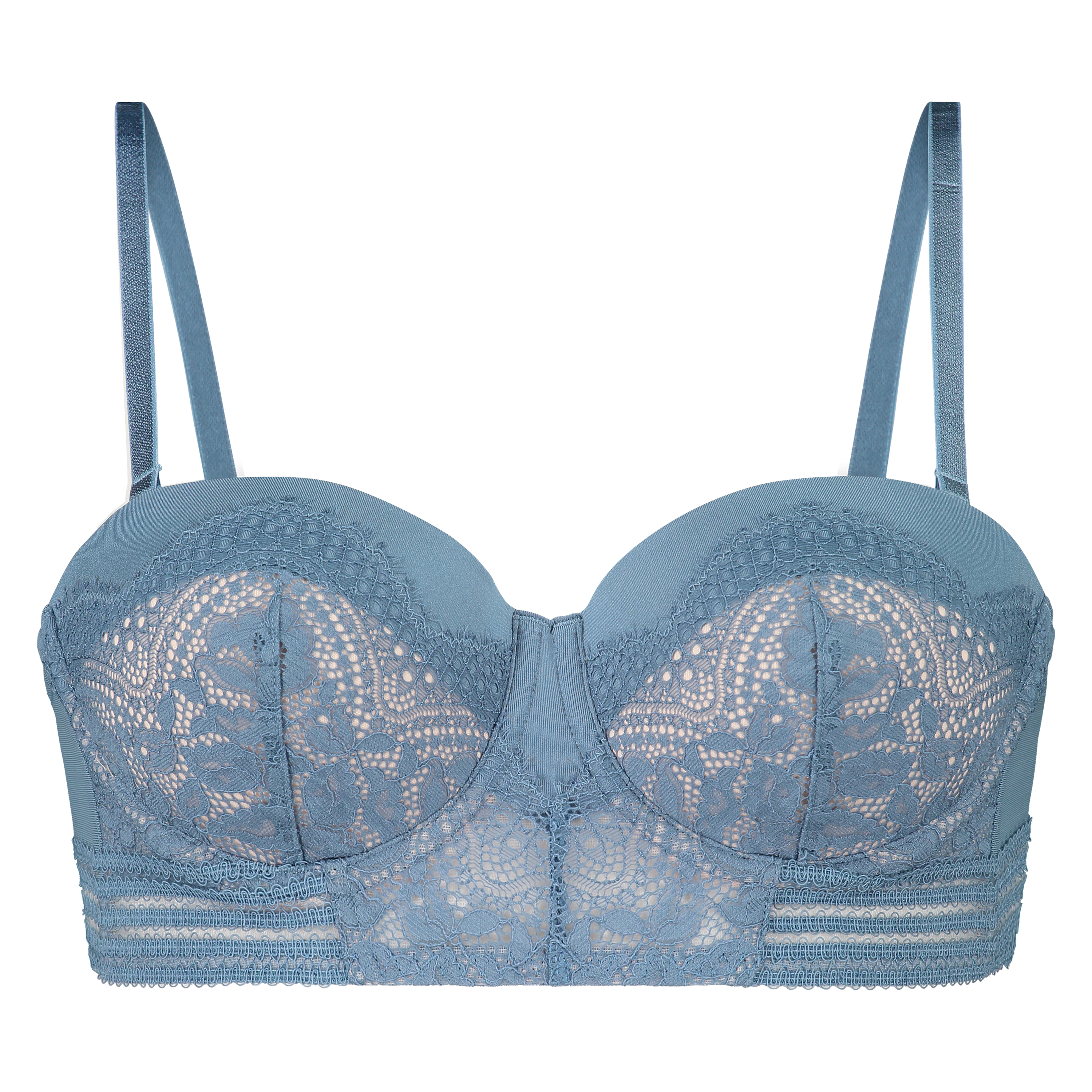 Eden Padded Underwired Longline Strapless Bra, Niebieski, main