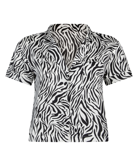 Satynowa narzutka Peppers z krótkim rękawem, Biały