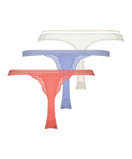 Zestaw 3 par stringów, Różowy