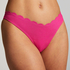 Majtki Bikini Wysoko Krojona Scallop Lurex, R&oacute;żowy
