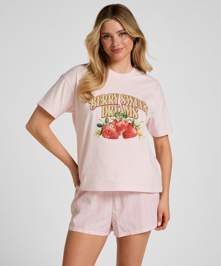 T-shirt z Nadrukiem, R&oacute;żowy
