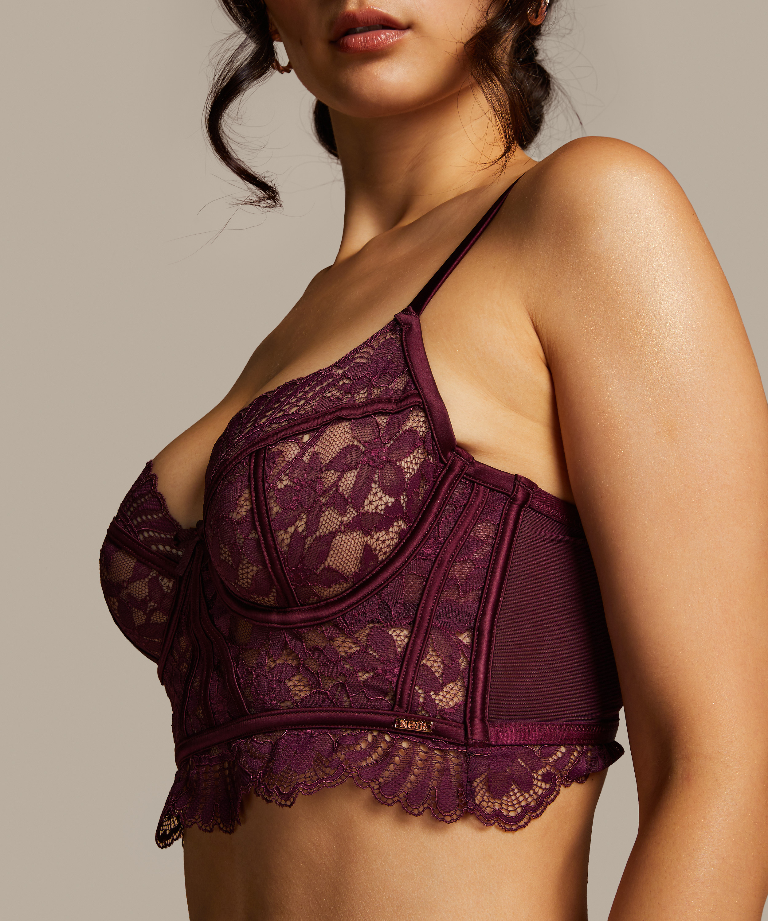 Nieusztywniany biustonosz z fiszbinami Longline Jamie, Fioletowy, main