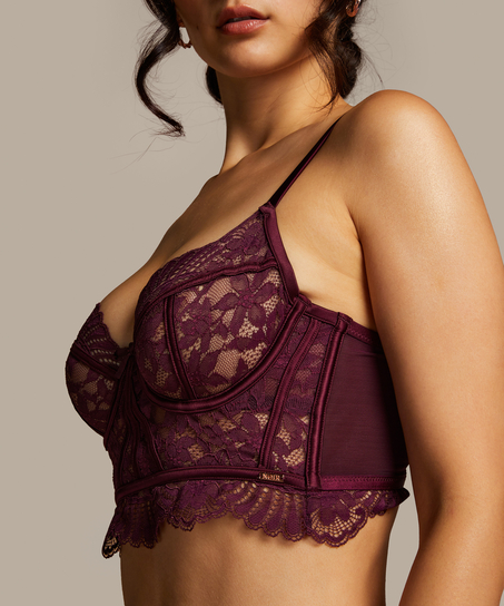 Nieusztywniany biustonosz z fiszbinami Longline Jamie, Fioletowy