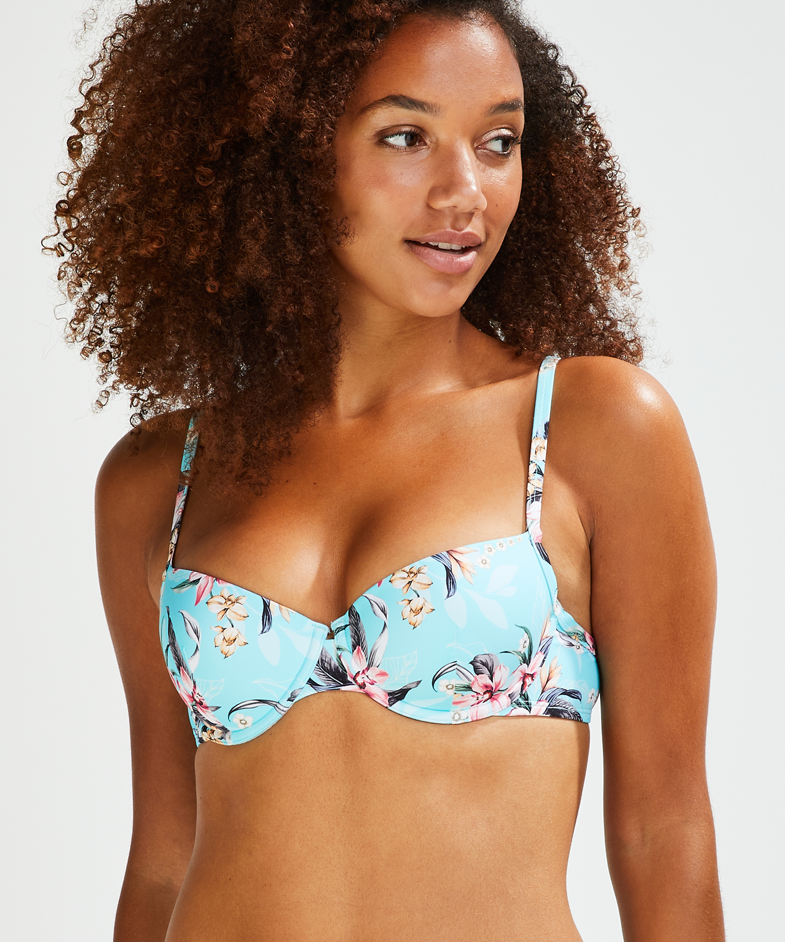 Bea padded underwired bikini top, Niebieski, main