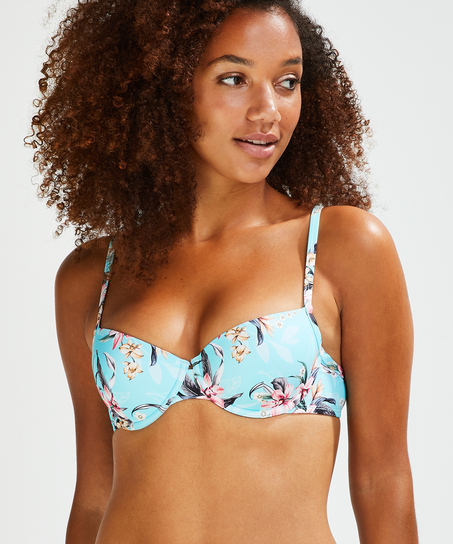 Bea padded underwired bikini top, Niebieski