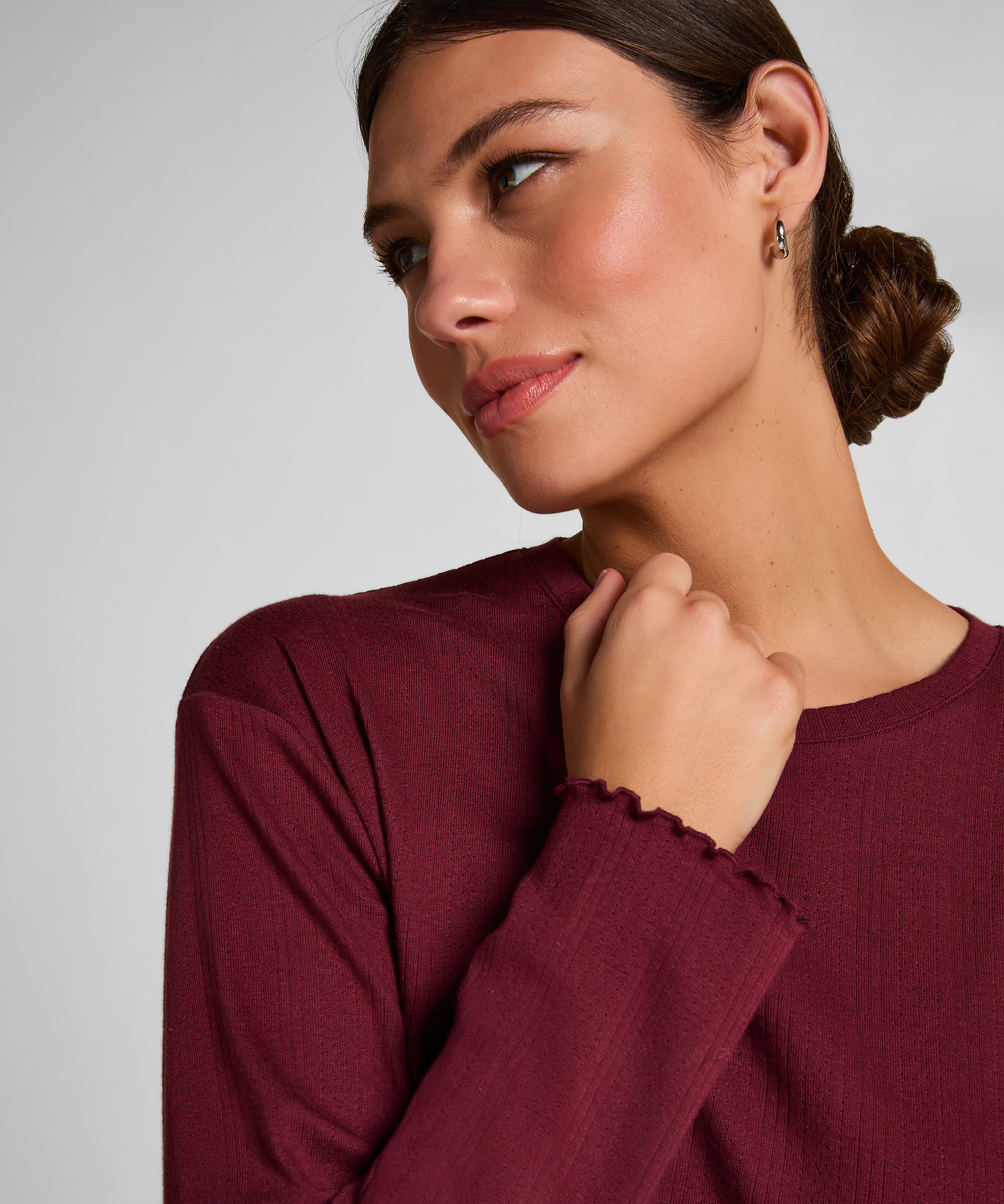 Piżama Top Loose Pointelle, Czerwony, main