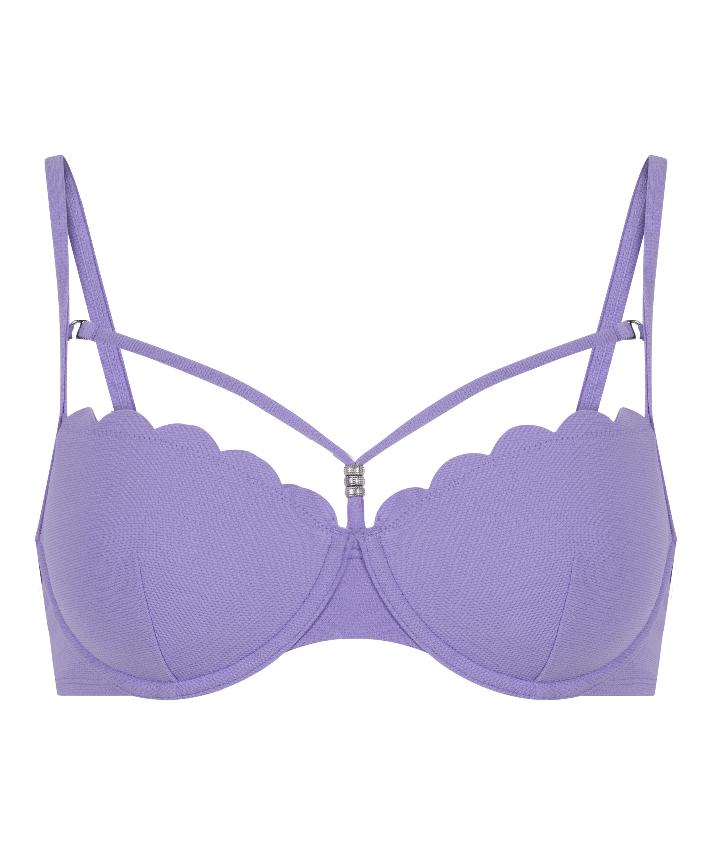 Usztywniany top bikini z fiszbinami Scallop, Fioletowy, main