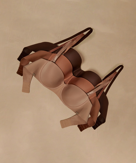 Usztywniany biustonosz z fiszbinami Jane bez ramiączek, Beżowy