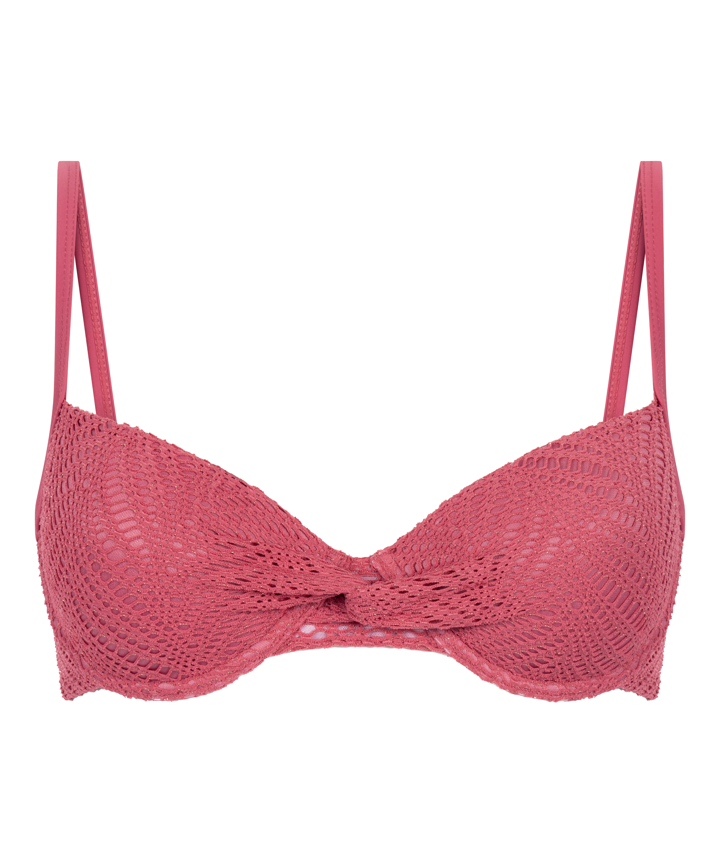 Usztywniany top bikini Lanai z fiszbinami, R&oacute;żowy, main
