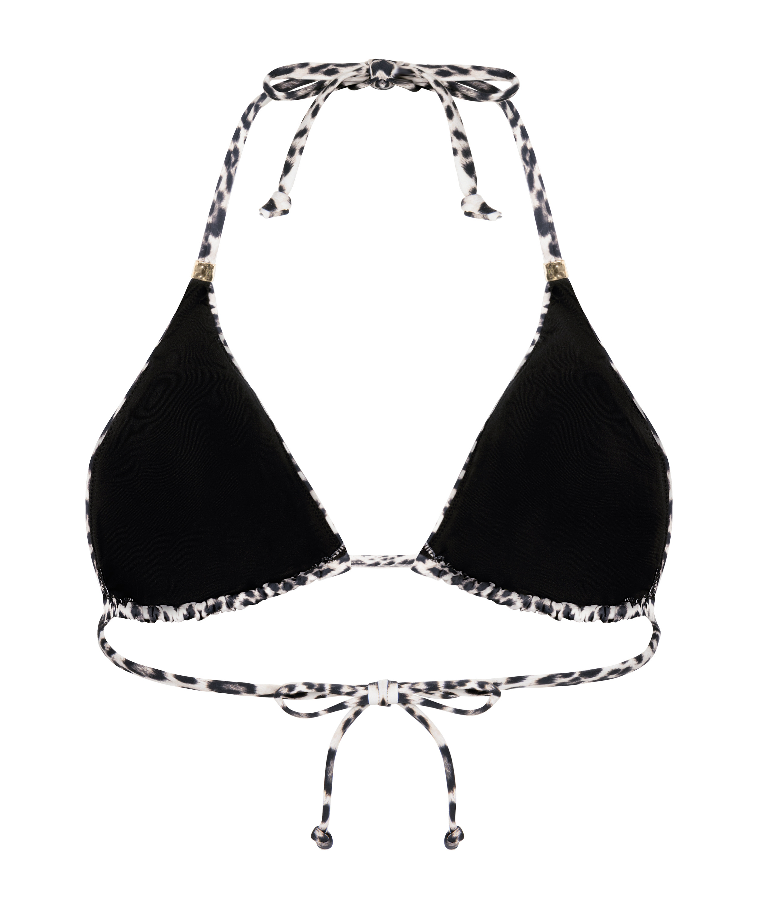 Tr&oacute;jkątny Top Bikini Leopard, Czarny, main