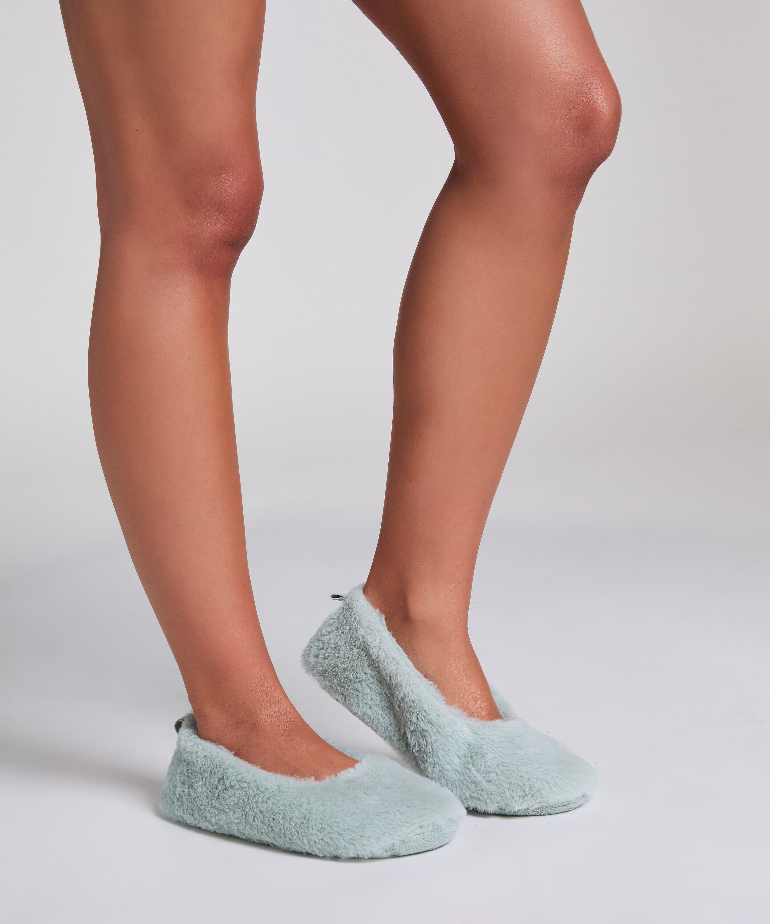 Baleriny Fake Fur, Zielony