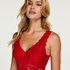 Long slip dress Modal lace, Czerwony