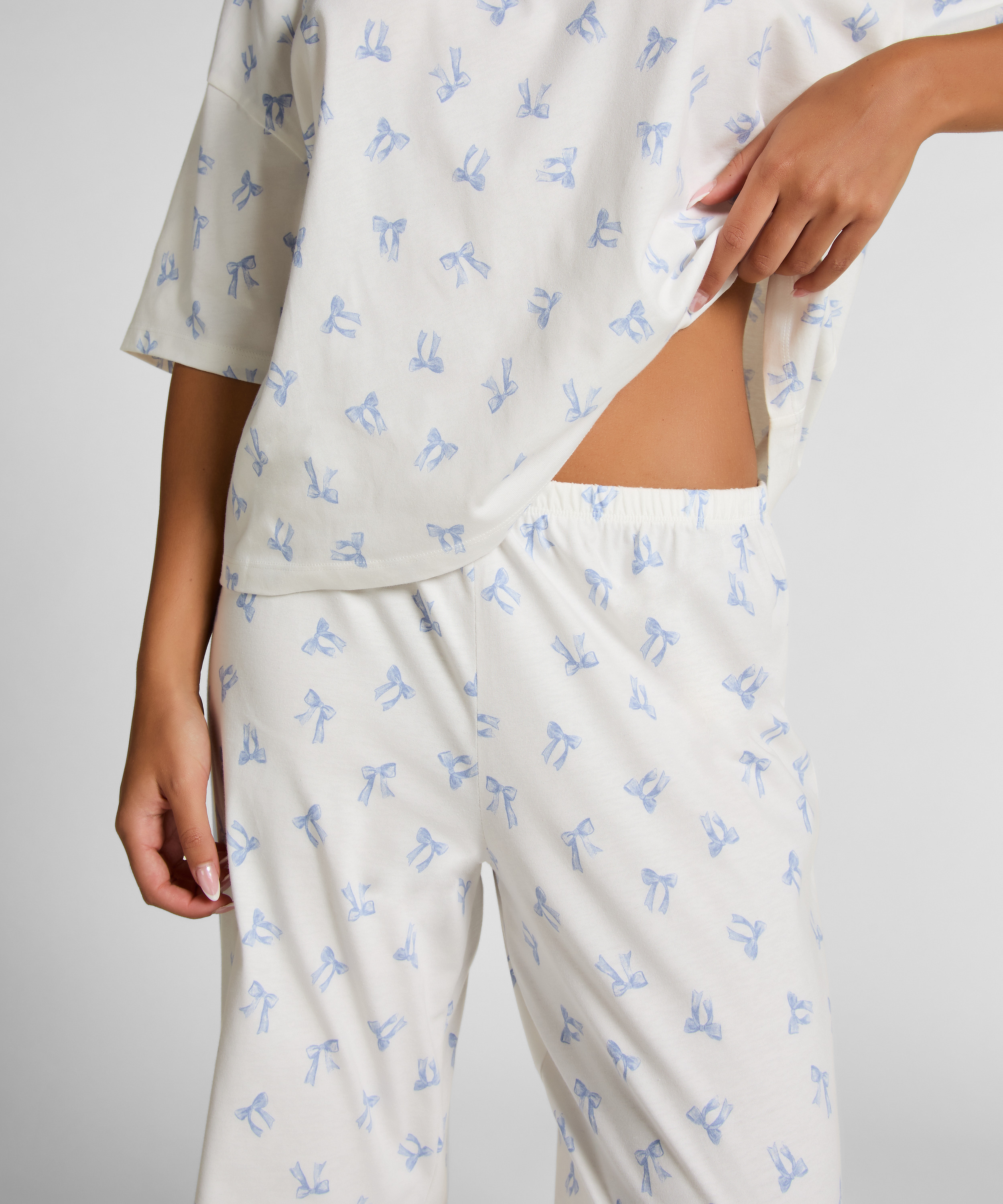 Zestaw Piżamowy Cotton Jersey Długi, Biały, main
