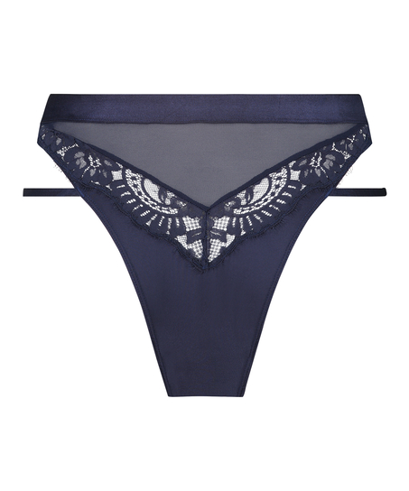 Majtki brazylijskie z wysokim wycięciem Blossom, Niebieski