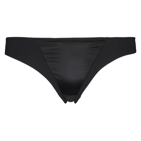 Satin fleece thong, Czarny